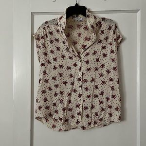 MANGO | caps leave floral blouse